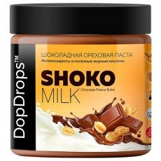 Паста шоколадная DOPDROPS, с арахисом и молочным шоколадом, 500 г, пластиковая банка, DOPD-SH50-PEAN