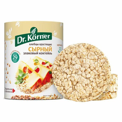 Хлебцы DR.KORNER "Сырные" злаковый коктейль, хрустящие, 100 г, пакет, 601090026