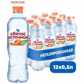 Вода негазированная питьевая СВЯТОЙ ИСТОЧНИК со вкусом персика 0,5 л, 4603934000854