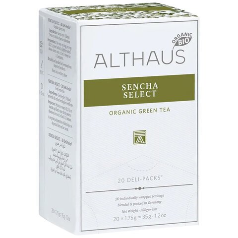 Чай ALTHAUS "Sencha Select" зеленый, 20 пакетиков в конвертах по 1,75 г, ГЕРМАНИЯ, TALTHB-DP0033