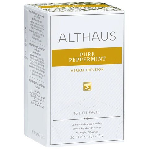 Чай ALTHAUS "Pure Peppermint" травяной, 20 пакетиков в конвертах по 1,75 г, ГЕРМАНИЯ, TALTHB-DP0037