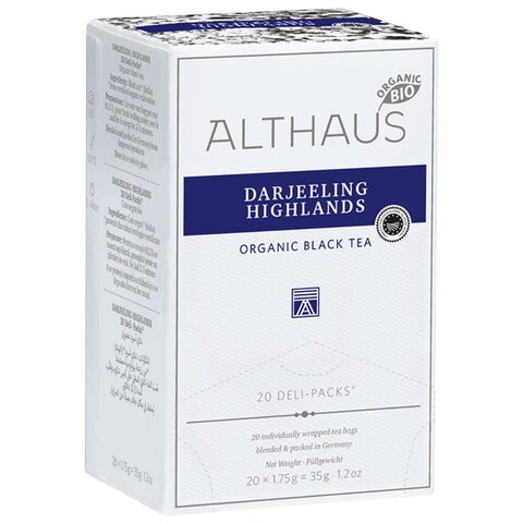 Чай ALTHAUS "Darjeeling Highlands" черный, 20 пакетиков в конвертах по 1,75 г, ГЕРМАНИЯ, TALTHB-DP0030