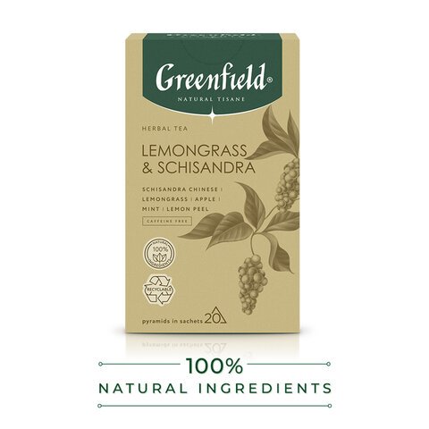 Чай GREENFIELD Natural Tisane "Lemongrass, Schisandra" травяной, 20 пирамидок по 1,8 г, 1753-08