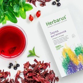 Чай HERBARUS "Заряд витаминов" травяной, 24 пакетика в конвертах по 1,8 г
