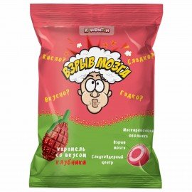 Карамель ВЗРЫВ МОЗГА со вкусом клубники 15 г, 5 конфет в пакете, КОНФИТОЙ, КТ93243