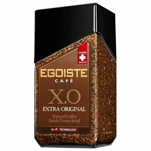 Кофе молотый в растворимом EGOISTE "X.O", 100 г, стеклянная банка, сублимированный, ШВЕЙЦАРИЯ, EG10009008