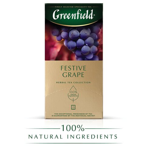 Чай GREENFIELD "Festive Grape" фруктовый, 25 пакетиков в конвертах по 2 г, 0522-10