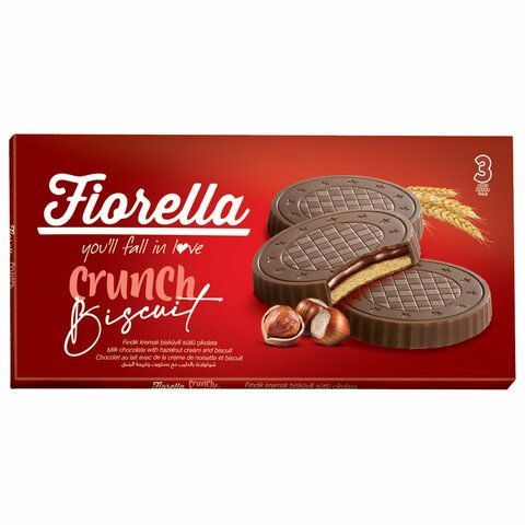 Печенье FIORELLA "Crunch Biscuit" в молочном шоколаде с ореховым кремом, 67,5 г, ТУРЦИЯ, 1377