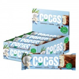 Батончик FITNESSHOCK "Cocos" ваниль-кокос, БЕЗ САХАРА, 12 шт. по 35 г в шоубоксе, 26112