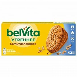 Печенье витаминизированное BELVITA "Утреннее" со злаковыми хлопьями, 225 г, 9001212