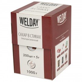Сахар порционный OFFICE-BOX WELDAY в стиках по 5 г, 200 штук, 1 кг