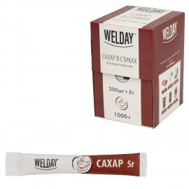 Сахар порционный OFFICE-BOX WELDAY в стиках по 5 г, 200 штук, 1 кг