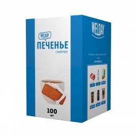 Печенье хрустящее в индивидуальной упаковке WELDAY Сливочное, 100 штук в Office-box,