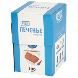 Печенье хрустящее в индивидуальной упаковке WELDAY Сливочное, 100 штук в Office-box,