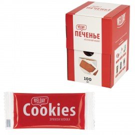 Печенье хрустящее в индивидуальной упаковке WELDAY Испанский Мокко, 100 штук в Office