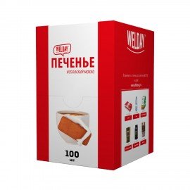 Печенье хрустящее в индивидуальной упаковке WELDAY Испанский Мокко, 100 штук в Office