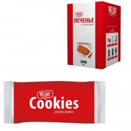 Печенье хрустящее в индивидуальной упаковке WELDAY Испанский Мокко, 100 штук в Office