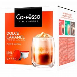 Кофе в капсулах COFFESSO "Dolce Caramel" для кофемашин Dolce Gusto, 16 порций, 102155