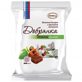 Конфеты шоколадные АККОНД "Добрянка" мини-десерт, с кремовой начинкой из фундука, 500 г