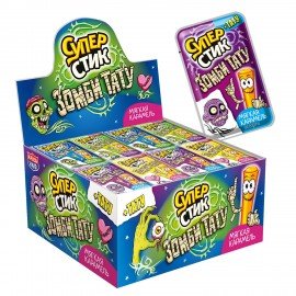 Мягкая карамель "Супер стик с тату ЗОМБИ", 5 г, КАНДИ КЛАБ, CAR132