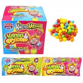 Кислые жевательные конфеты "Кисломания Клево-Фруктово" ассорти, 12 г, КАНДИ КЛАБ, CHW047