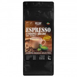 Кофе в зернах WELDAY (ВЭЛДЭЙ) "ESPRESSO ЭФИОПИЯ СИДАМО" 1 кг, арабика 100%, 624399