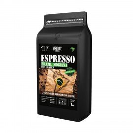 Кофе в зернах WELDAY (ВЭЛДЭЙ) "ESPRESSO БРАЗИЛИЯ МОЖИАНА" 1 кг, арабика 100%, код1с