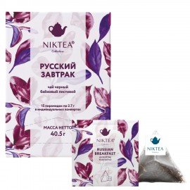 Чай NIKTEA "Русский завтрак" черный, 15 пирамидок в конвертах по 2,7 г, TNIKTE-L00028