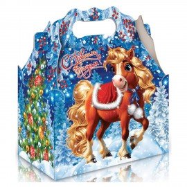 Подарок новогодний "ЛАРЕЦ ЗЛАТИК", НАБОР конфет 1000 г, картонная коробка, МОСУПАК