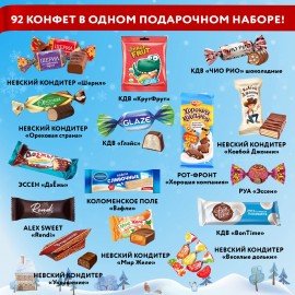 Подарок новогодний "ЧЕМОДАНЧИК СЛАДКОЕЖКИ", НАБОР конфет 1500 г, картонная коробка, МОСУПАК