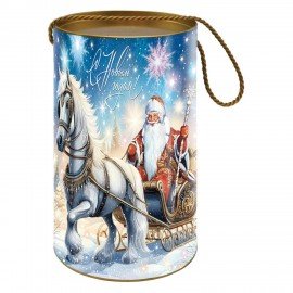 Подарок новогодний "БЕЛЫЙ КОНЬ", НАБОР конфет 600 г, картонная туба, МОСУПАК