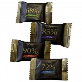 Шоколад порционный KONFESTA горький 68%, 72%, 85%, 90% какао, 1100 г (220 штук по 5 г)