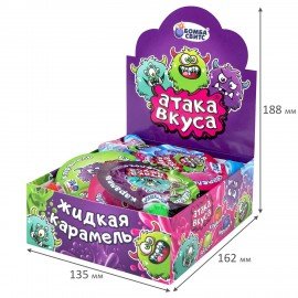 Конфета-гель АТАКА ВКУСА кислая, 20г, ассорти вкусов, БОМБАСВИТС, 624606