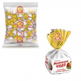 Конфеты СЛАВЯНКА "Маленькое чудо" с кокосовым вкусом и цельным орехом 1000 г, 12205