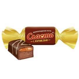 Конфеты глазированные СЛАВЯНКА "Сласть" шоколадная нуга с карамелью 1000 г, 20523