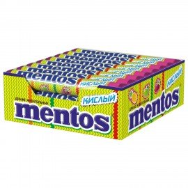 Жевательное драже MENTOS (Ментос) "Кислый, 37,5 г