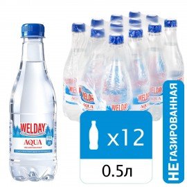 Вода питьевая природная артезианская WELDAY AQUA "СЕДЬМОЙ ИСТОК", ВЭЛДЭЙ, негазированная, 0,5л, 624715, НФ-00000197