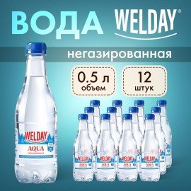 Вода питьевая природная артезианская WELDAY AQUA "СЕДЬМОЙ ИСТОК", ВЭЛДЭЙ, негазированная, 0,5л, 624715, НФ-00000197