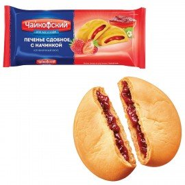 Печенье сдобное ЧАЙКОФСКИЙ с клубничной начинкой, 132 г