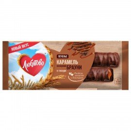 Печенье глазированное ЛЮБЯТОВО с карамелью со вкусом брауни 50 г, 12119598