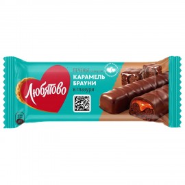 Печенье глазированное ЛЮБЯТОВО с карамелью со вкусом брауни 50 г, 12119598