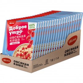 Каша овсяная УВЕЛКА с малиной в шоубоксе, 20 шт по 40 г, ш/к 44327, 692