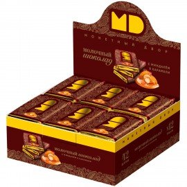 Шоколад молочный МОНЕТНЫЙ ДВОР "Миндаль и карамель", 12 г