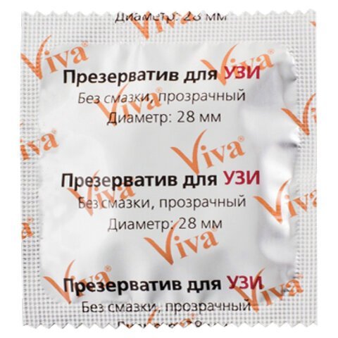 Презервативы для УЗИ VIVA, комплект 100 шт., без накопителя, гладкие, без смазки, 210х28 мм, 108020021