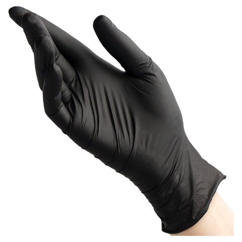 Перчатки нитриловые смотровые 50 пар (100 шт.), размер S (малый), черные, BENOVY Nitrile Chlorinated