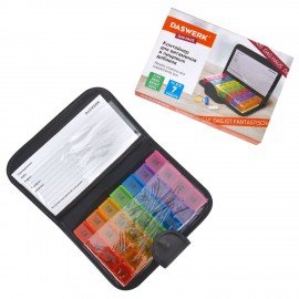 ТАБЛЕТНИЦА / Контейнер-органайзер для лекарств и витаминов, 7 дней/4 приема в чехле на кнопке, DASWERK, 630842