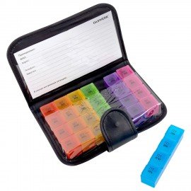 ТАБЛЕТНИЦА / Контейнер-органайзер для лекарств и витаминов, 7 дней/4 приема в чехле на кнопке, DASWERK, 630842