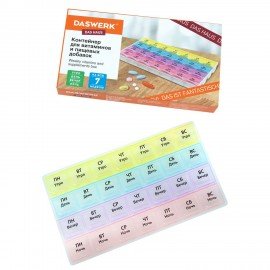 ТАБЛЕТНИЦА / Контейнер для лекарств и витаминов "7 дней/4 приема", ПРОЗРАЧНЫЙ, DASWERK, 630845