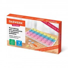 ТАБЛЕТНИЦА / Контейнер для лекарств и витаминов "7 дней/4 приема", ПРОЗРАЧНЫЙ, DASWERK, 630845