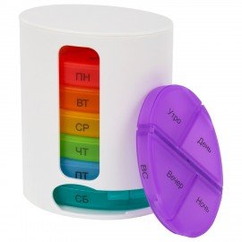 ТАБЛЕТНИЦА / Контейнер-органайзер для лекарств и витаминов "7 дней/4 приема WHITE", DASWERK, 630847